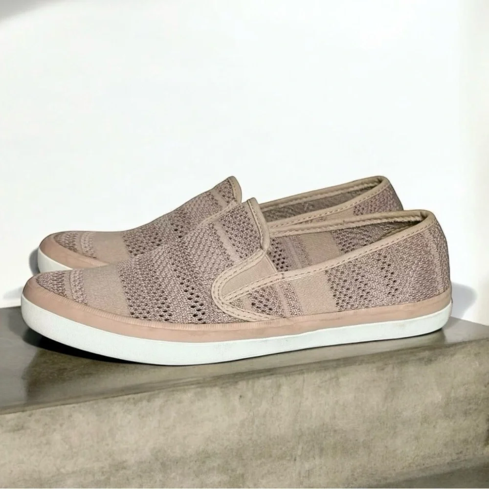 Sperry Seaside Striped Slip On Shoes Size 8 Knit Memory Foam Boat Shoe Pink EUC